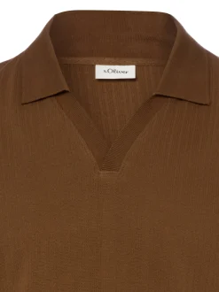 s.Oliver Damen Poloshirt in braun - Ärmel: kurzarm