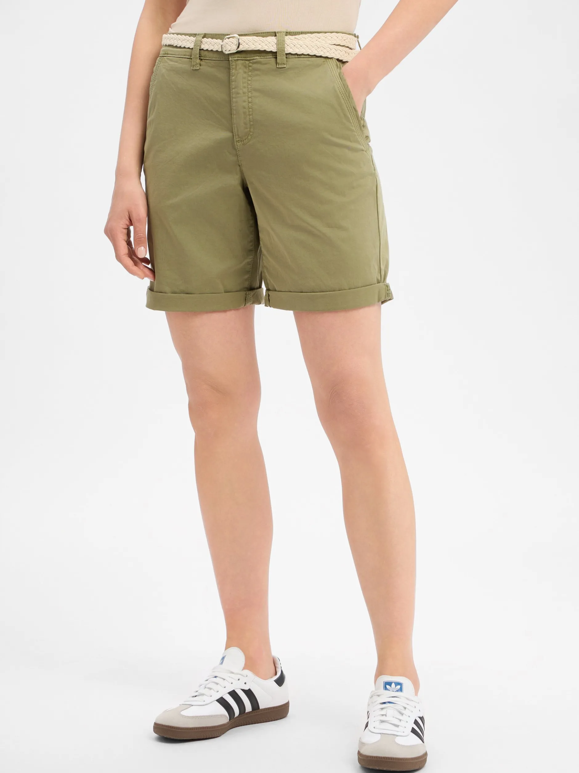 s.Oliver Damen Shorts in oliv - Länge: kurz