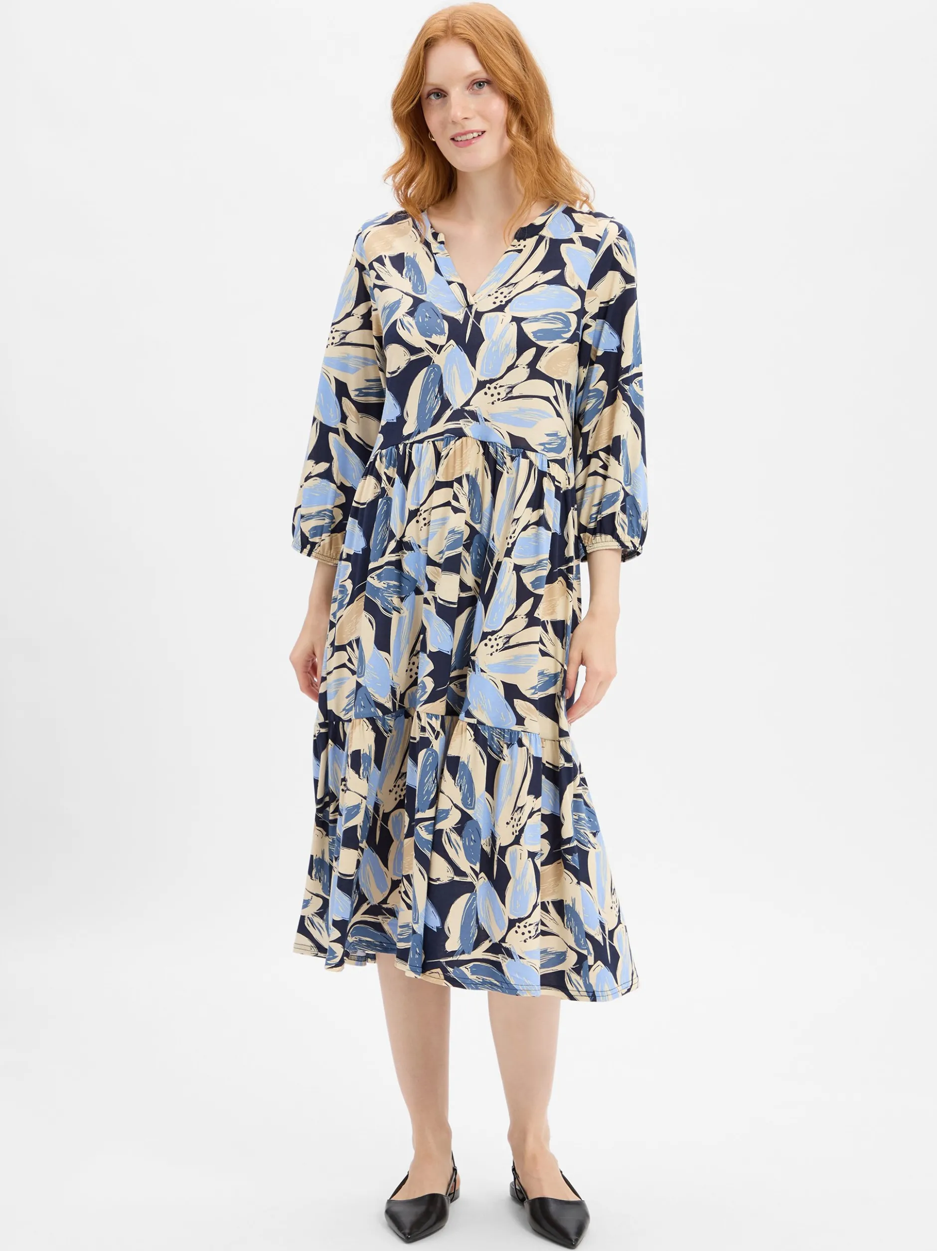 soyaconcept® Damen Maxikleid - SCFelicity in beige marine