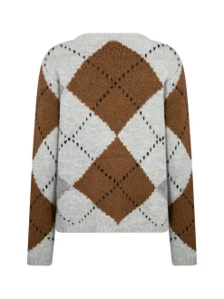 soyaconcept® Damen Strickpullover mit Wollanteil - SC-Acacie 1 in hellgrau cognac