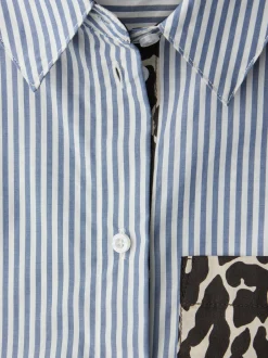 Street One Damen Hemdbluse in blau weiß - Ärmel: langarm