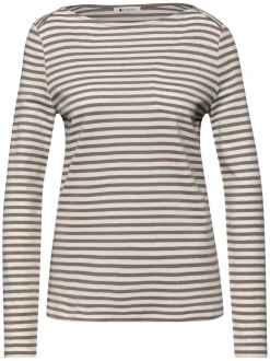 Street One Damen Langarmshirt in schlamm weiß