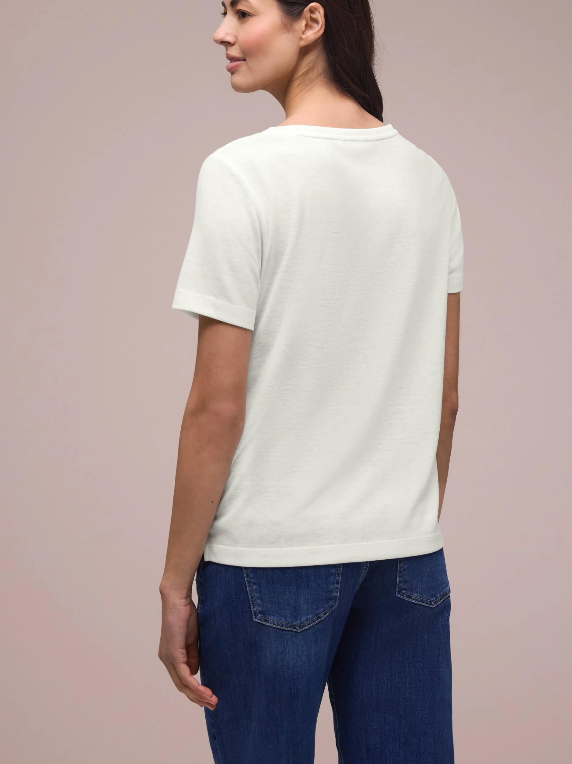 Street One Damen T-Shirt in ecru - Ausschnitt: Rundhals