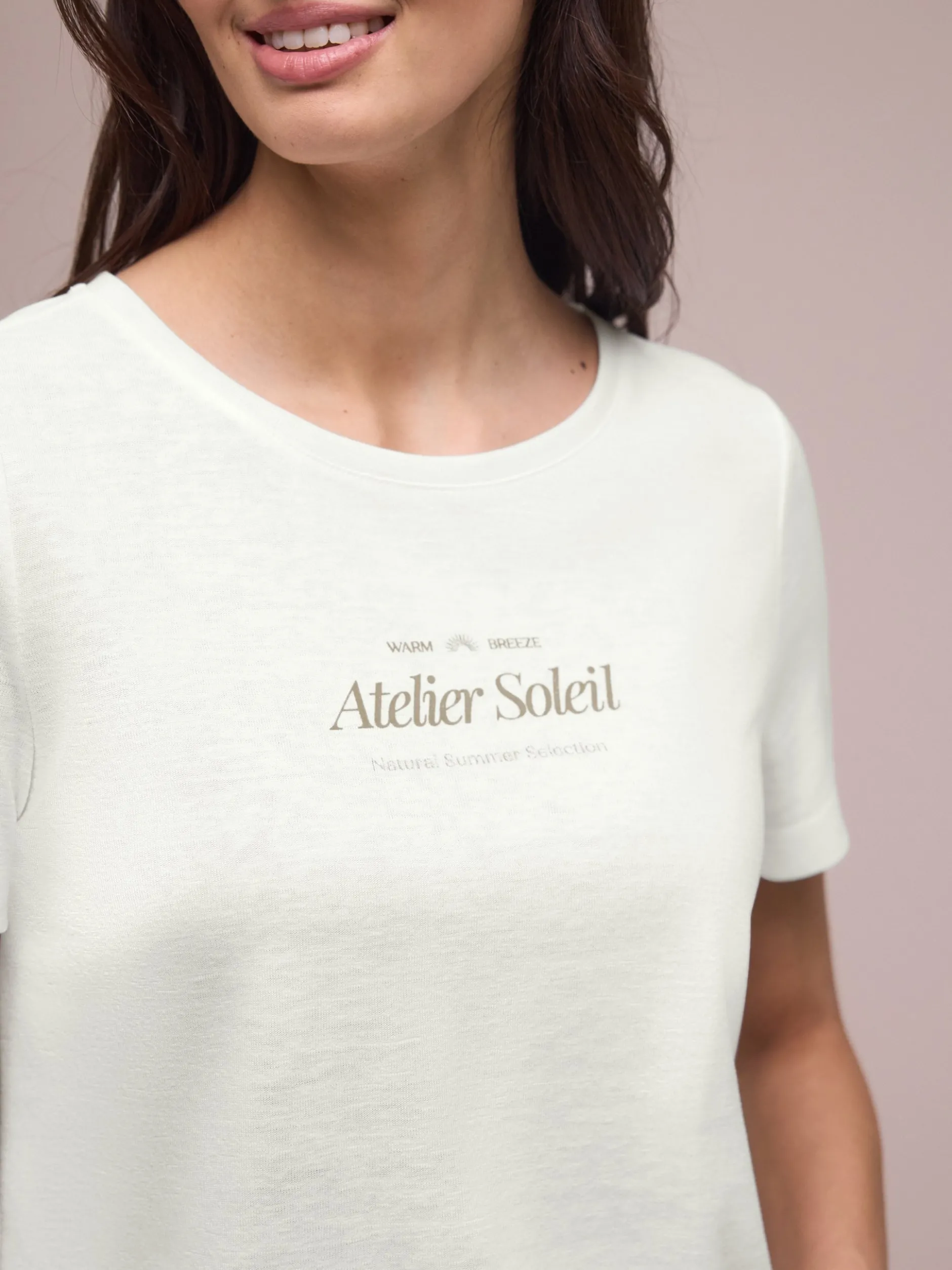 Street One Damen T-Shirt in ecru - Ausschnitt: Rundhals