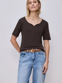 Street One Damen T-Shirt in mocca - Ärmel: kurzarm