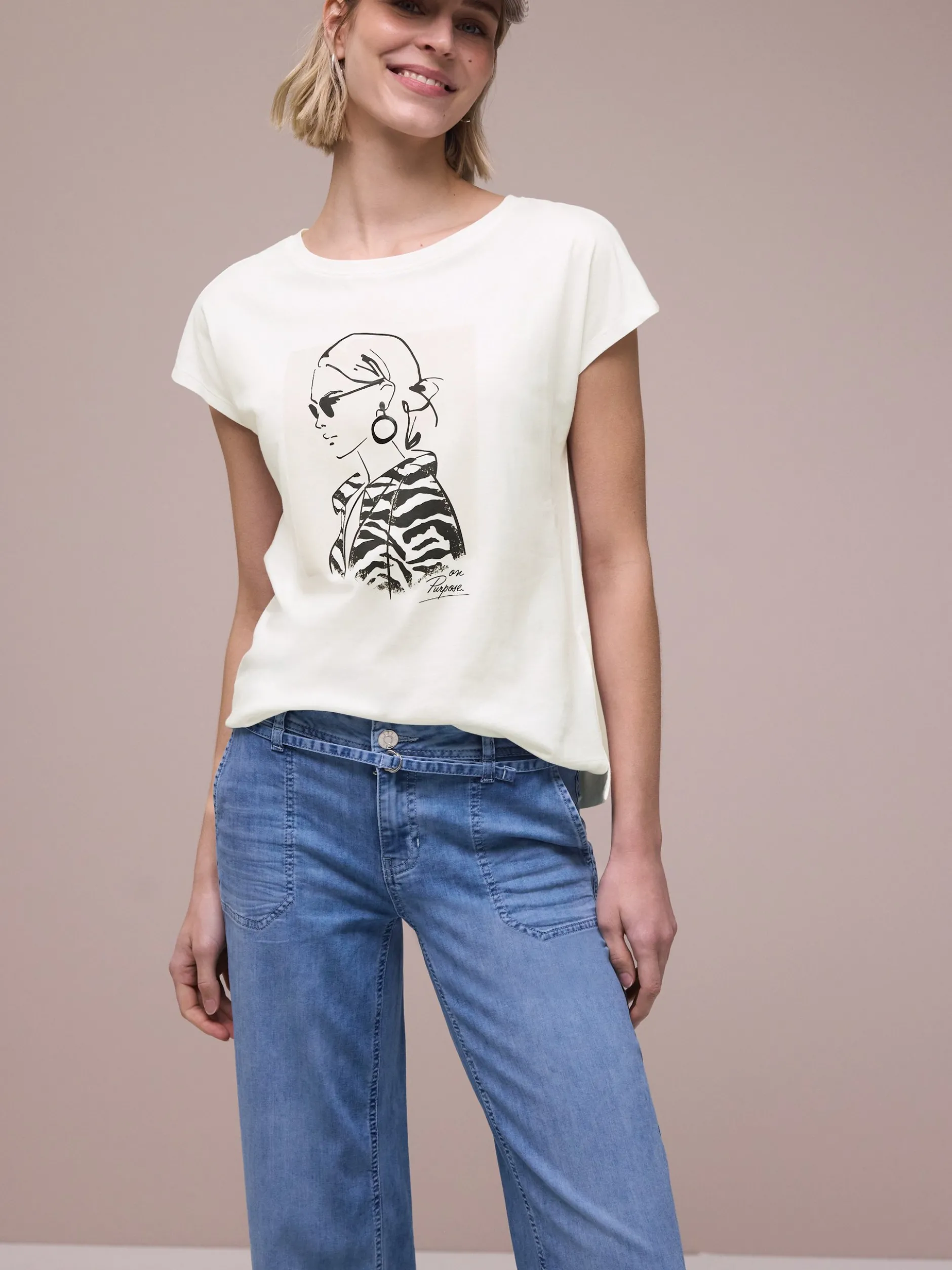 Street One Damen T-Shirt in weiß - Ausschnitt: Rundhals