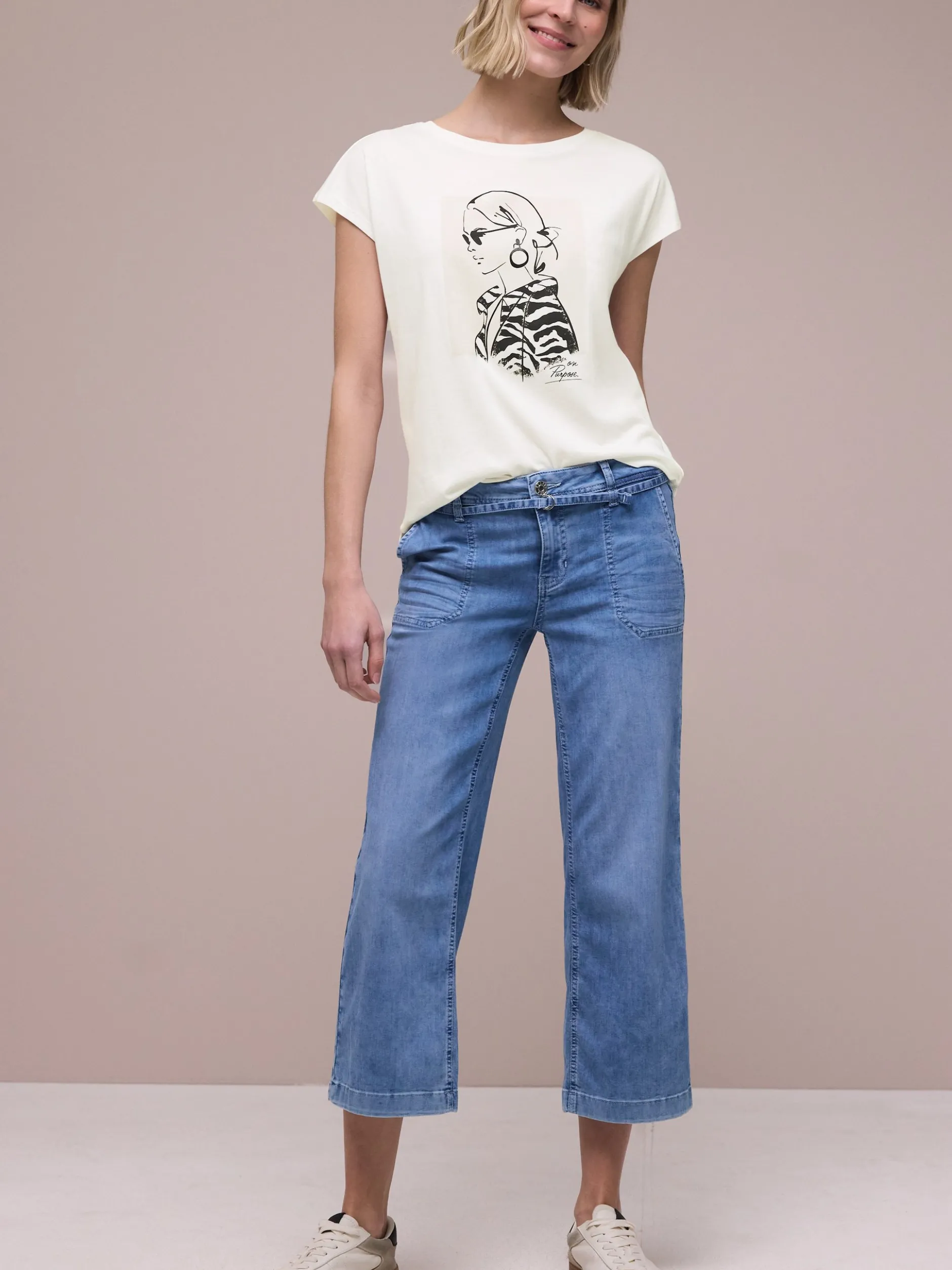 Street One Damen T-Shirt in weiß - Ausschnitt: Rundhals
