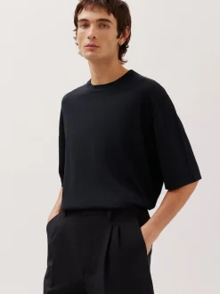 Studio Seidensticker Herren Strick T-Shirt - Regular Fit in schwarz