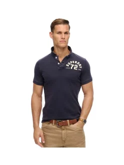 Superdry Herren Poloshirt in marine - Ärmel: kurzarm