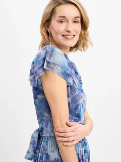 Swing Damen Abendkleid in blau silber - Ärmel: ohne Arm