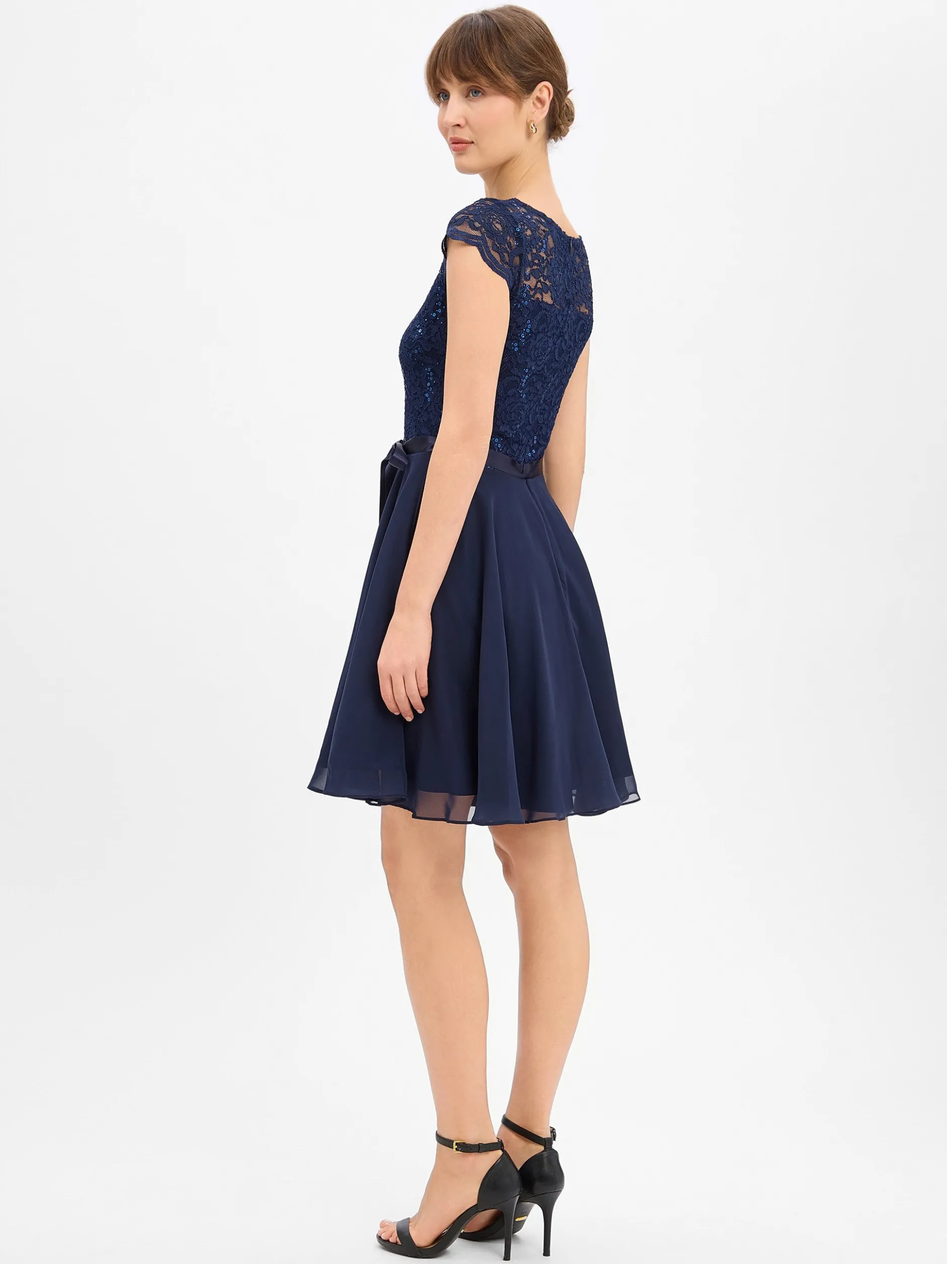 Swing Damen Abendkleid in marine - Ausschnitt: Rundhals