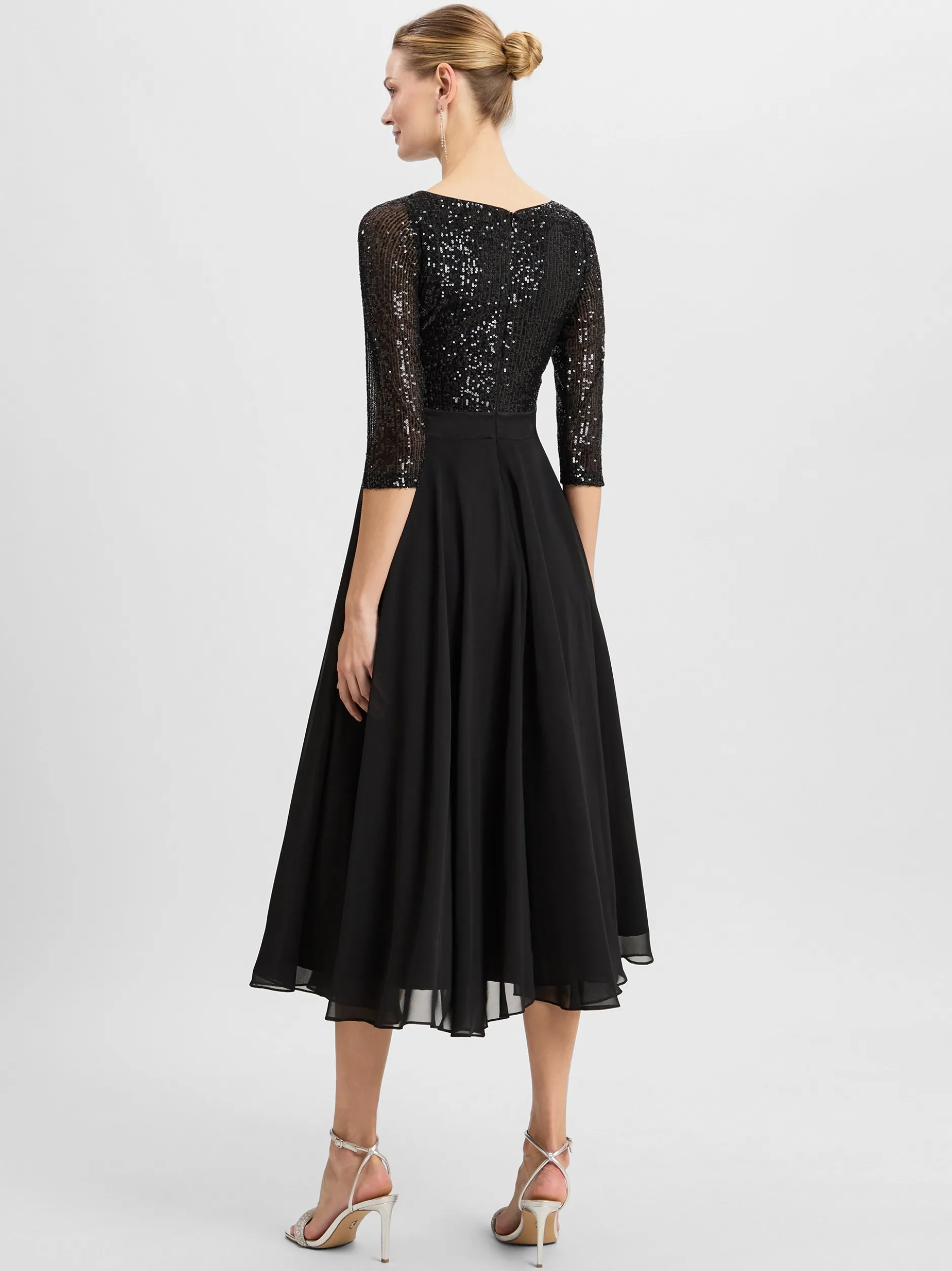 Swing Damen Abendkleid in schwarz - Ausschnitt: U-Boot