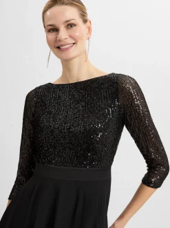 Swing Damen Abendkleid in schwarz - Ausschnitt: U-Boot