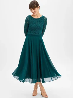 Swing Damen Abendkleid in tanne - Ausschnitt: U-Boot