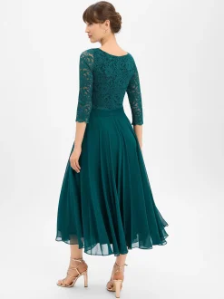 Swing Damen Abendkleid in tanne - Ausschnitt: U-Boot