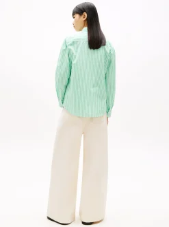 Tommy Jeans Damen Bluse in mint weiß - Ärmel: langarm