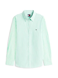 Tommy Jeans Damen Bluse in mint weiß - Ärmel: langarm