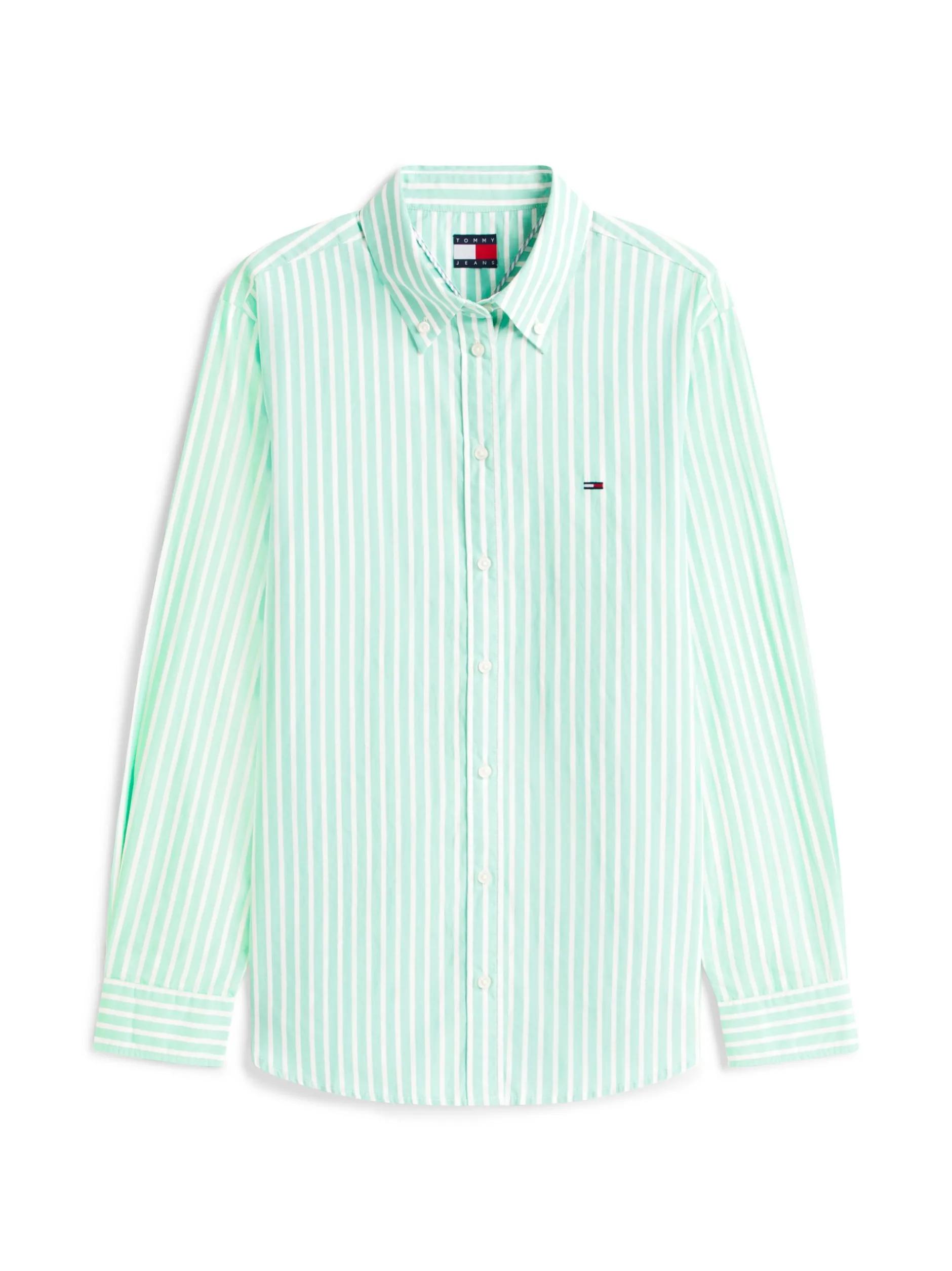Tommy Jeans Damen Bluse in mint weiß - Ärmel: langarm