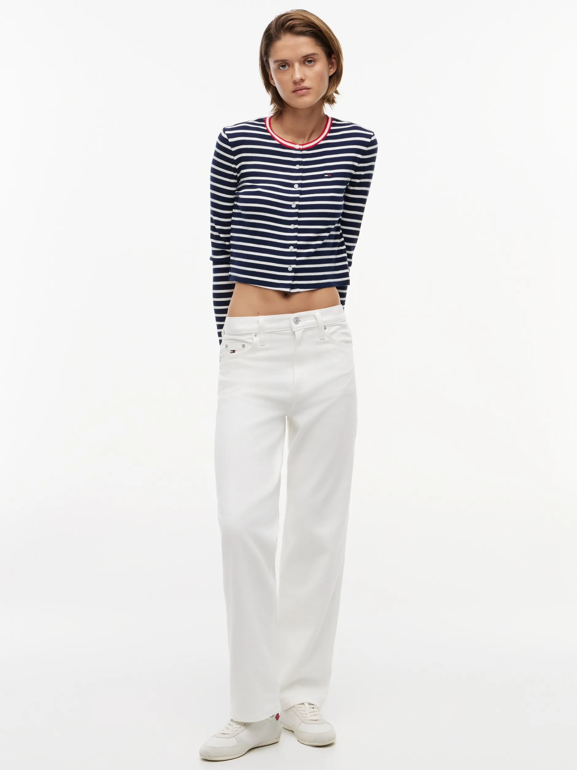 Tommy Jeans Damen Langarmshirt in marine weiß