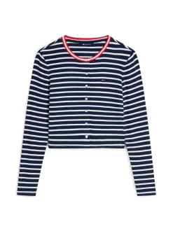 Tommy Jeans Damen Langarmshirt in marine weiß