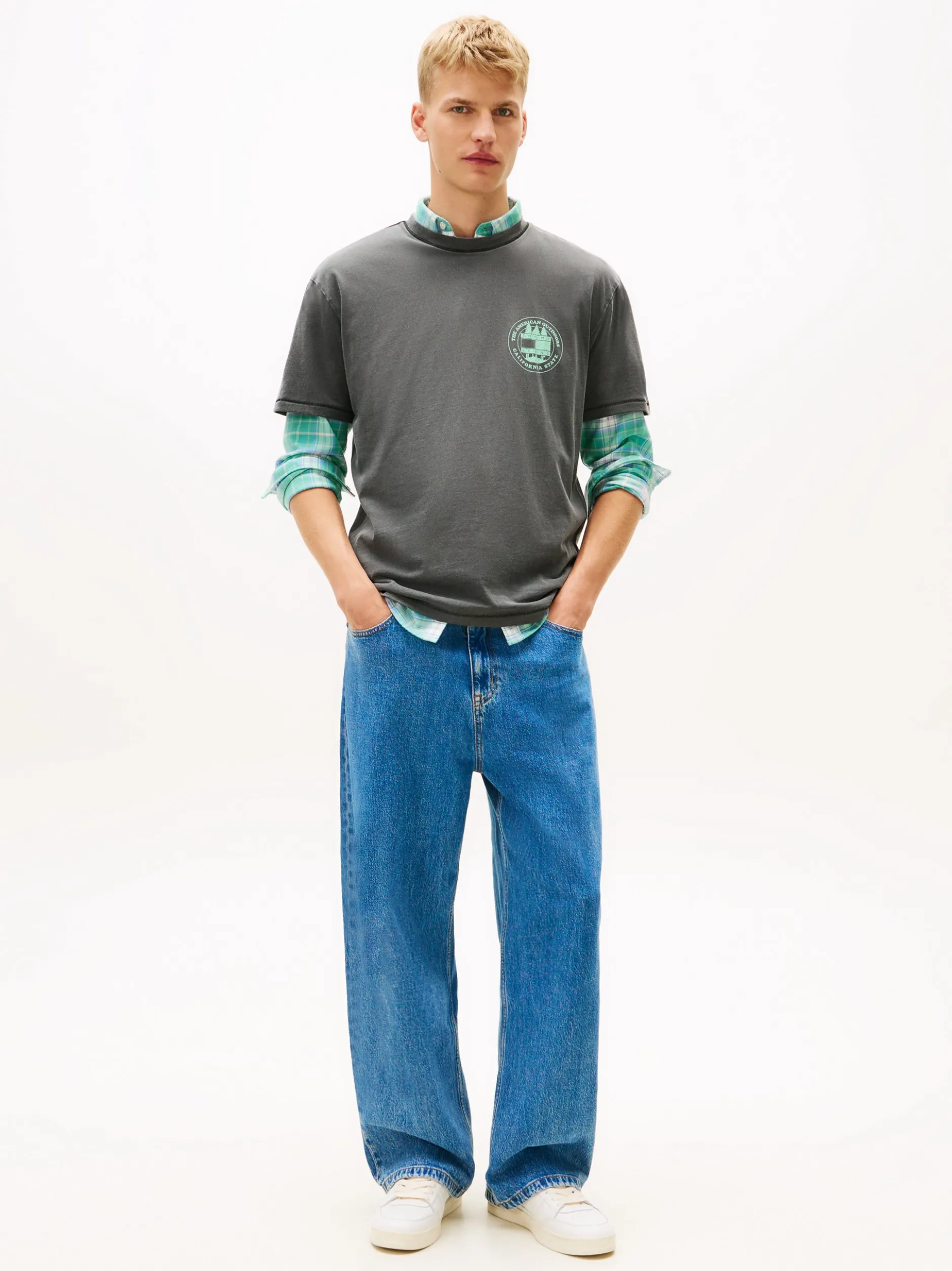 Tommy Jeans Herren T-Shirt in anthrazit mint