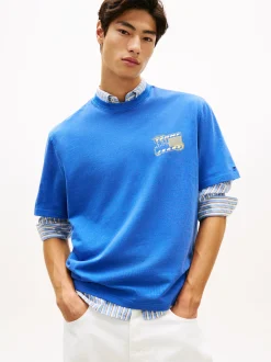 Tommy Jeans Herren T-Shirt in blau limone