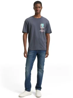 Tom Tailor Denim Herren T-Shirt in anthrazit mehrfarbig