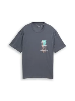 Tom Tailor Denim Herren T-Shirt in anthrazit mehrfarbig