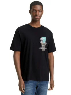 Tom Tailor Denim Herren T-Shirt in schwarz mehrfarbig