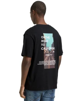 Tom Tailor Denim Herren T-Shirt in schwarz mehrfarbig