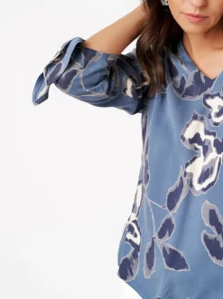 TONI Damen Bluse - Anna in blau - Ärmel: 3/4 Arm