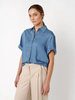 TONI Damen Bluse - Clay in blau - Ausschnitt: Kent