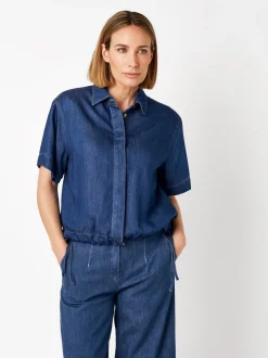 TONI Damen Bluse - Clay in blau - Ausschnitt: Kent
