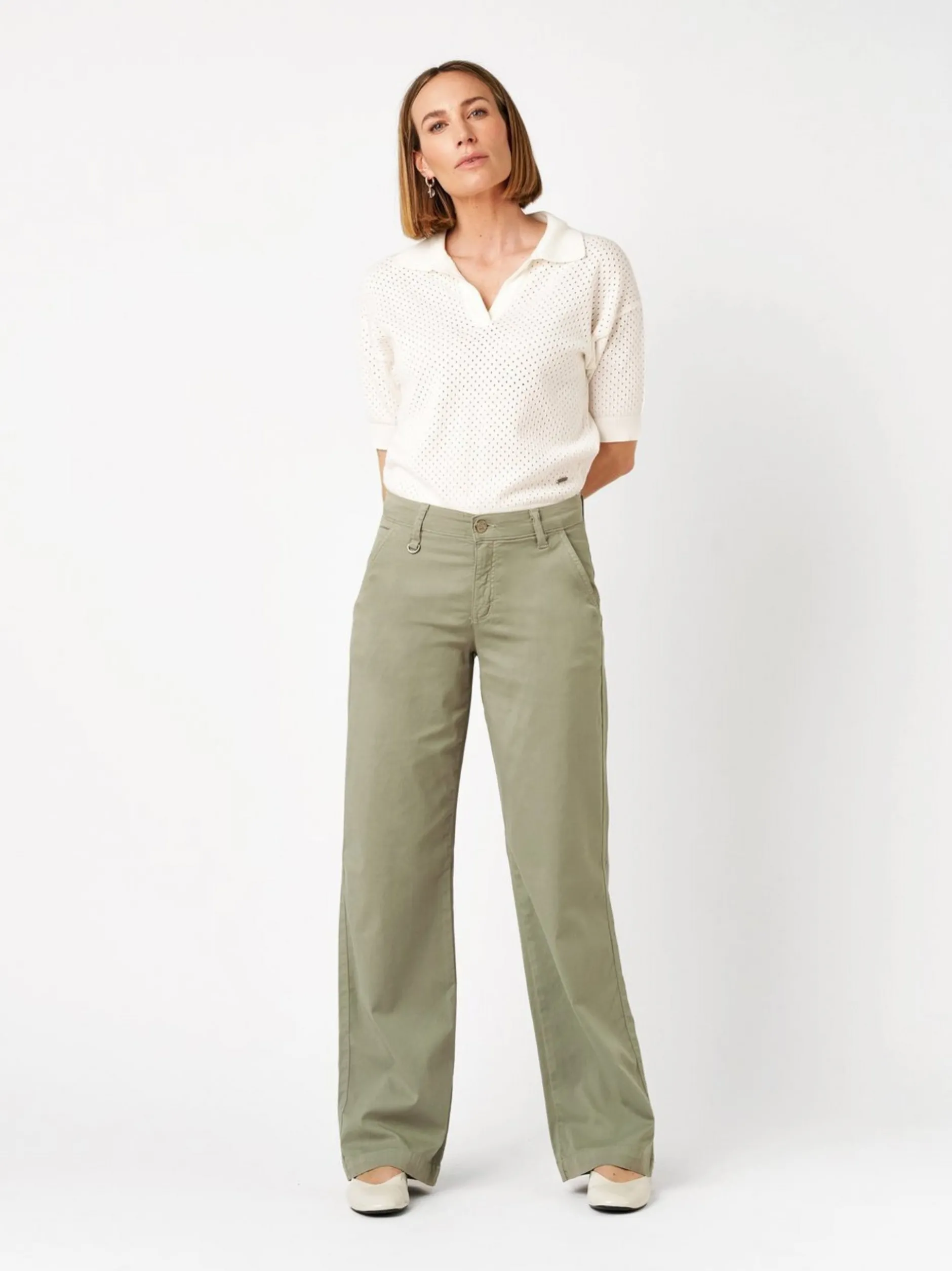 TONI Damen Hose - Liv Wide in khaki - Länge: lang