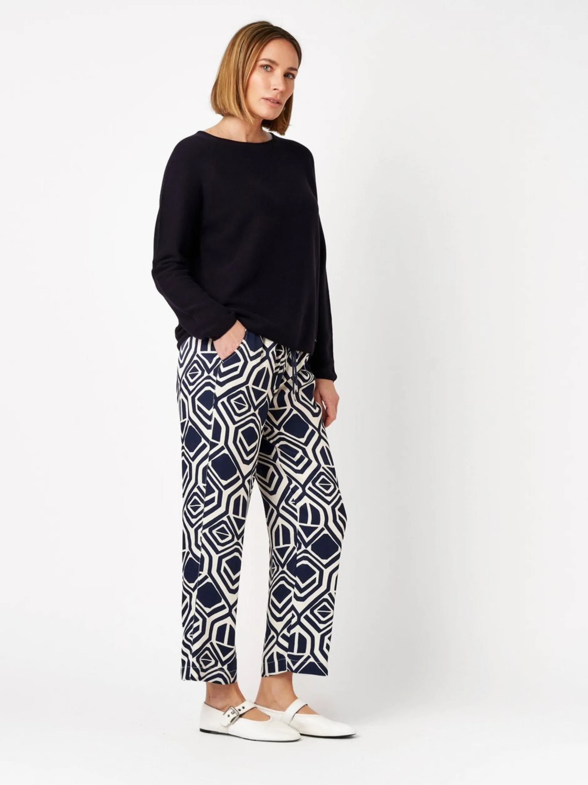 TONI Damen Hose - Pia 7/8 in blau weiß - Länge: mittel