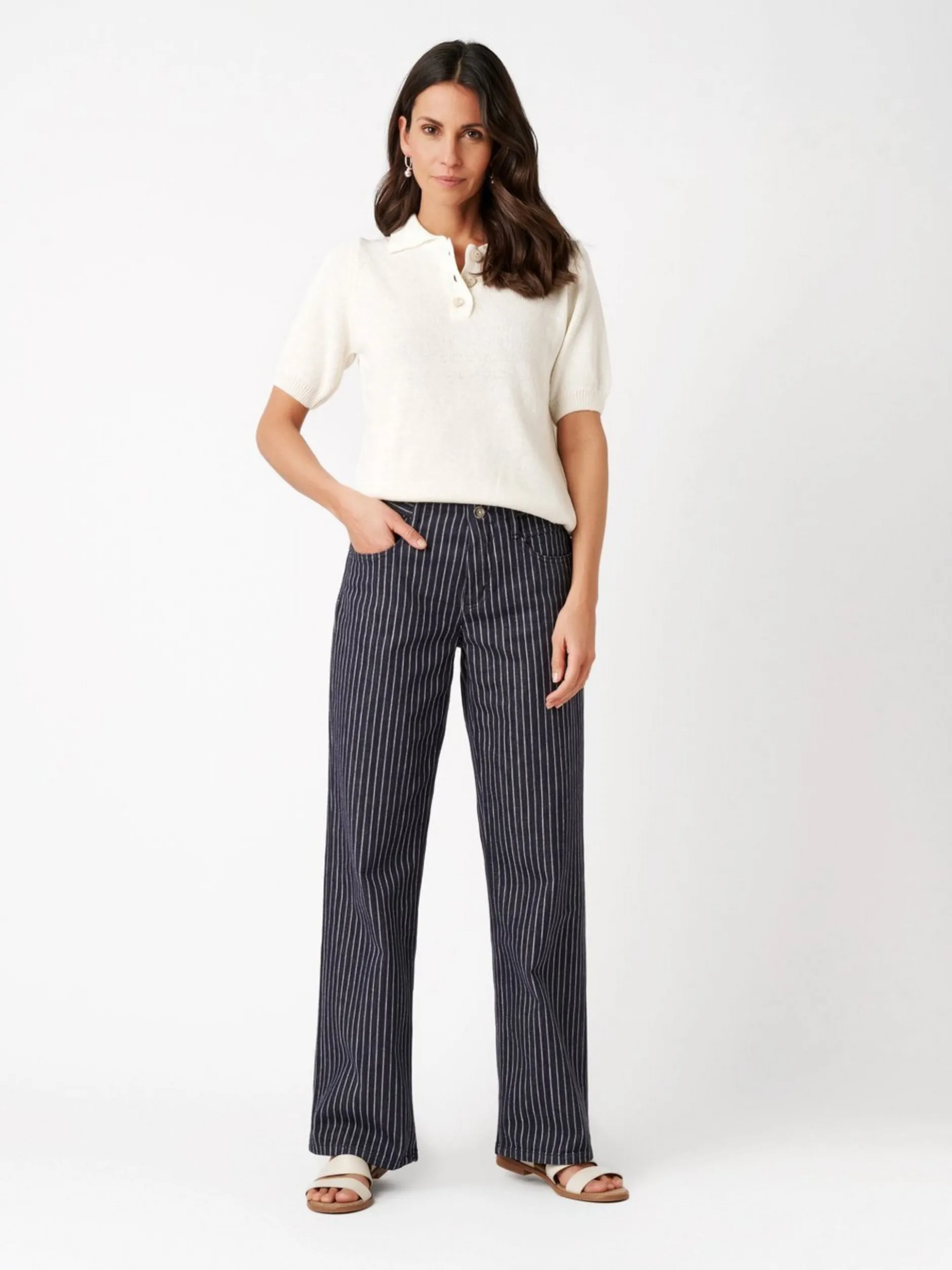 TONI Damen Jeans - Liv Wide in blau weiß - Länge: lang