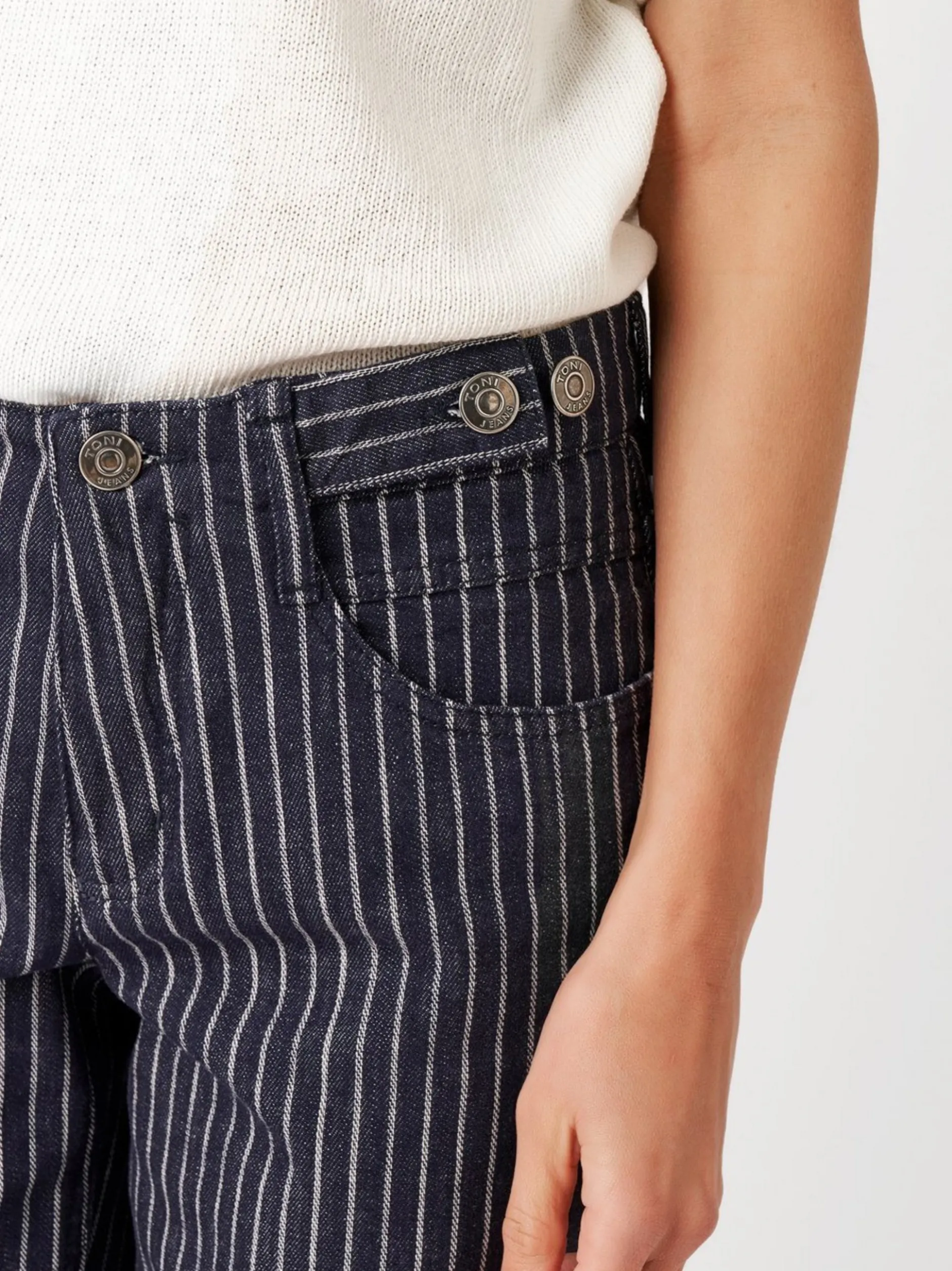 TONI Damen Jeans - Liv Wide in blau weiß - Länge: lang