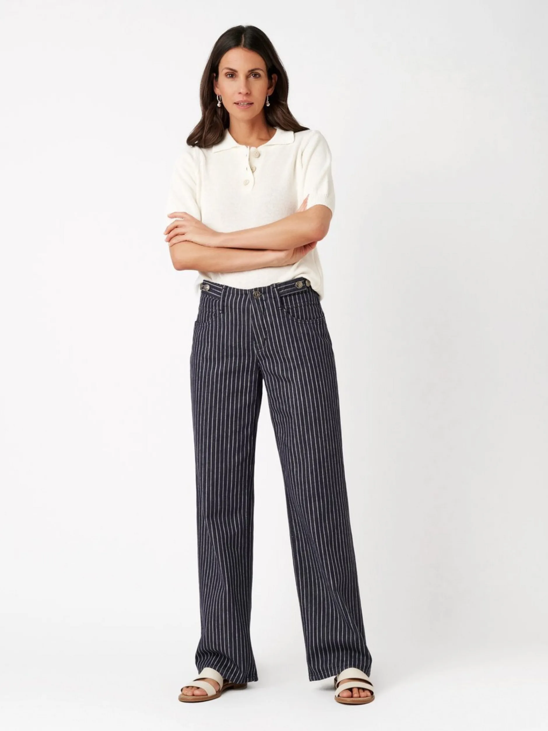 TONI Damen Jeans - Liv Wide in blau weiß - Länge: lang