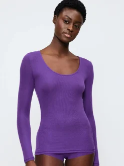 Triumph Damen Longsleeve - Beauty Layers Top Scoop Neck in purple
