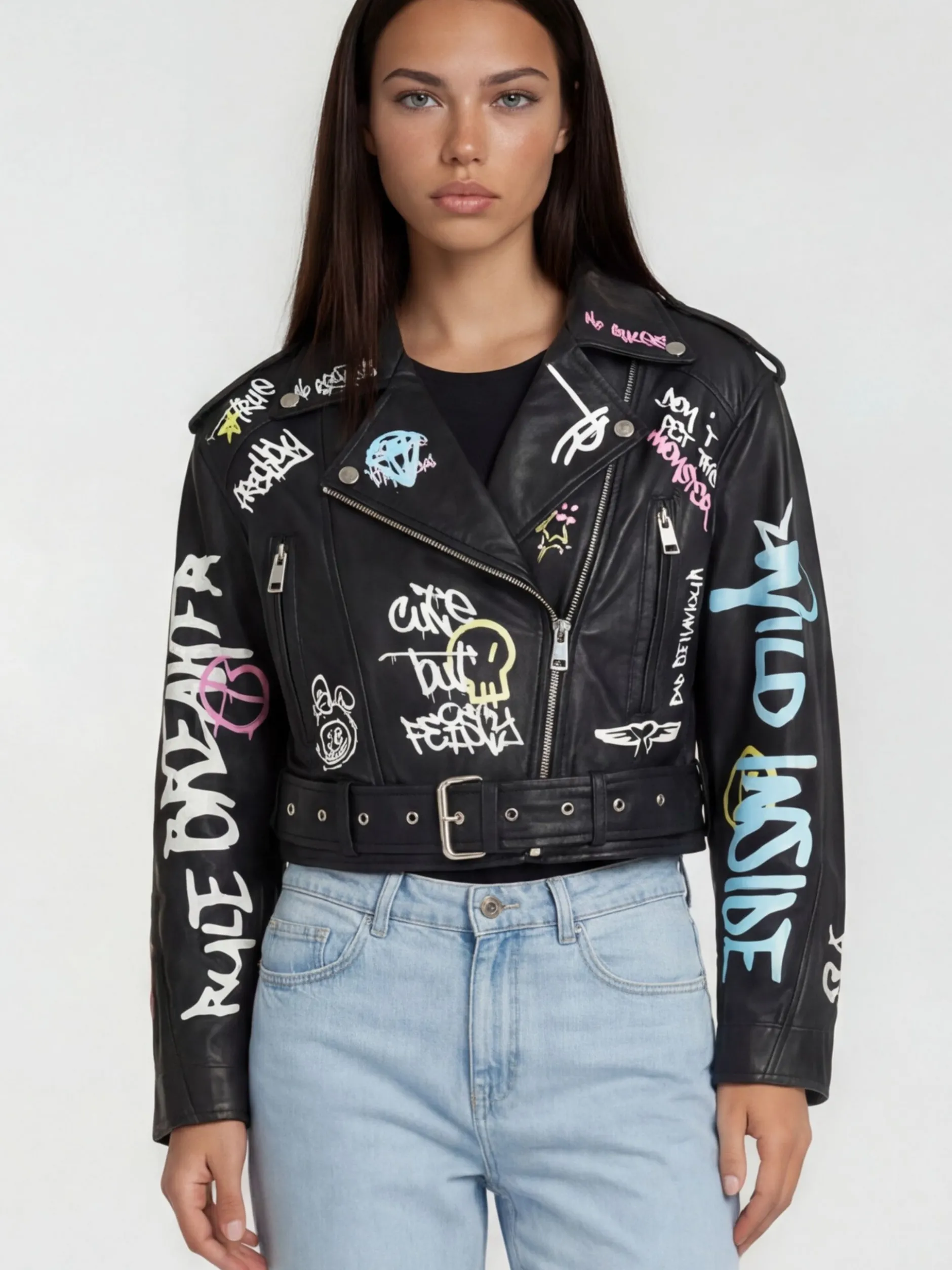Trueprodigy Damen Lederjacke - Senra in schwarz