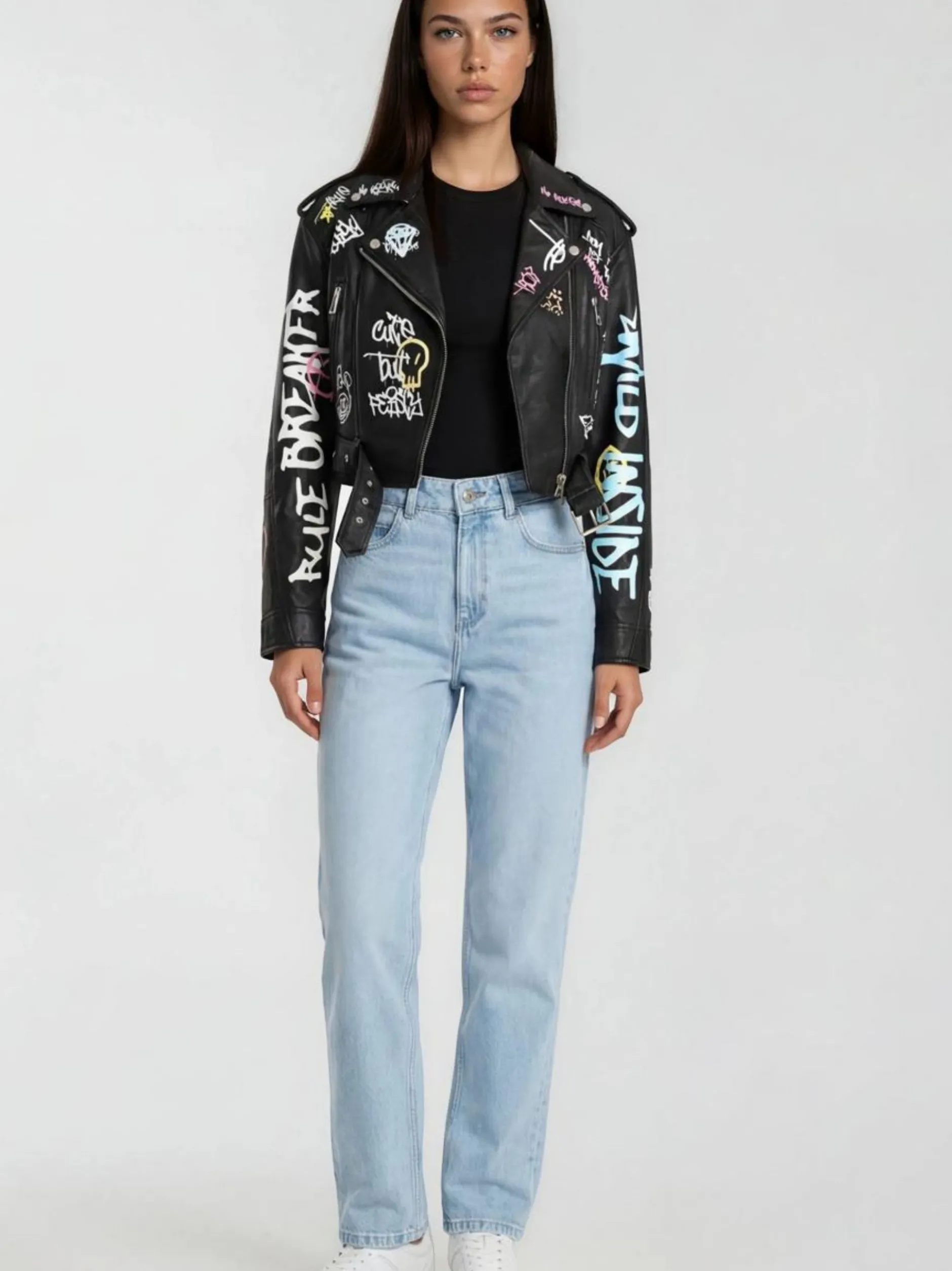 Trueprodigy Damen Lederjacke - Senra in schwarz