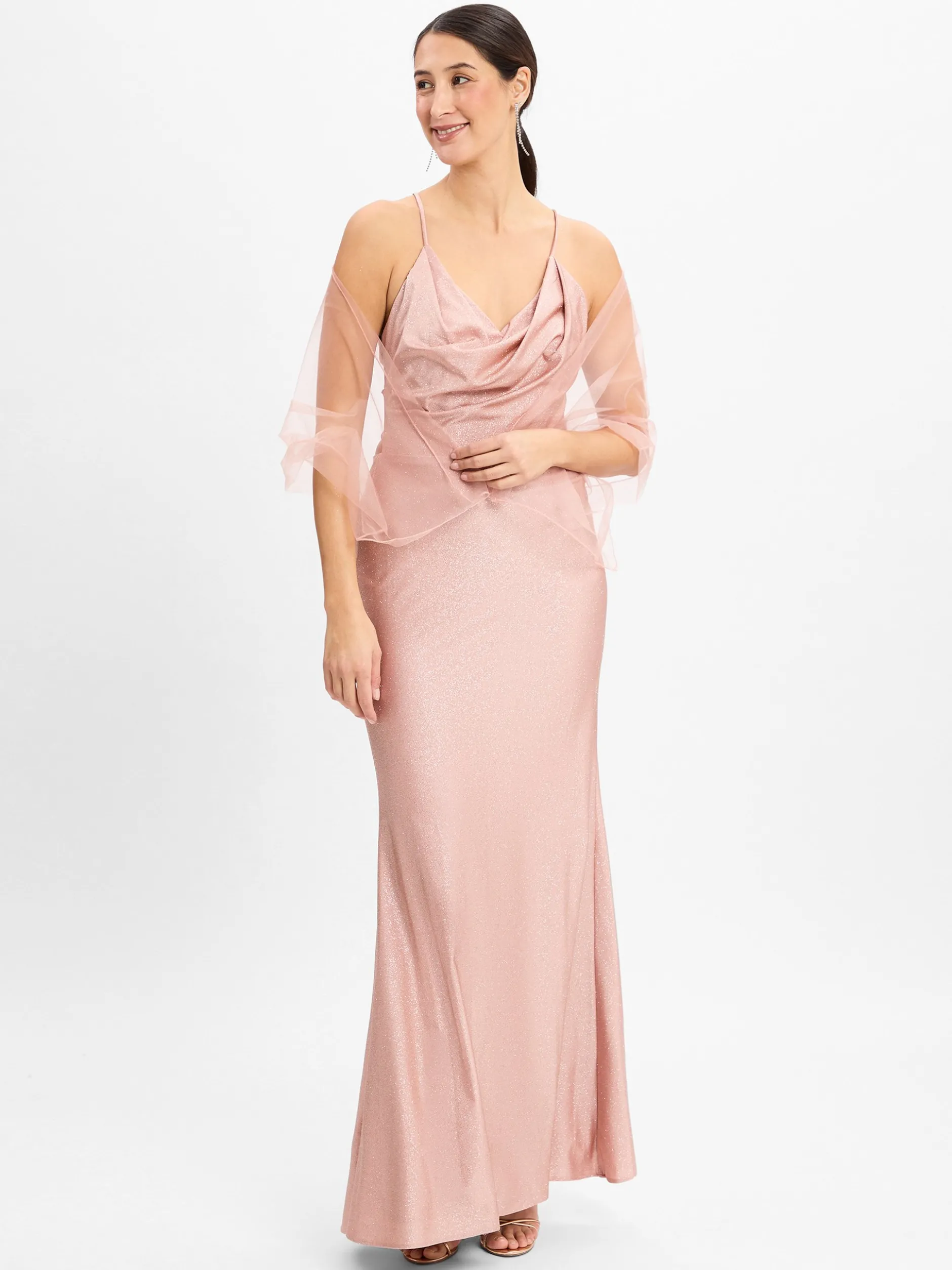 Unique Damen Abendkleid mit Stola in altrosa