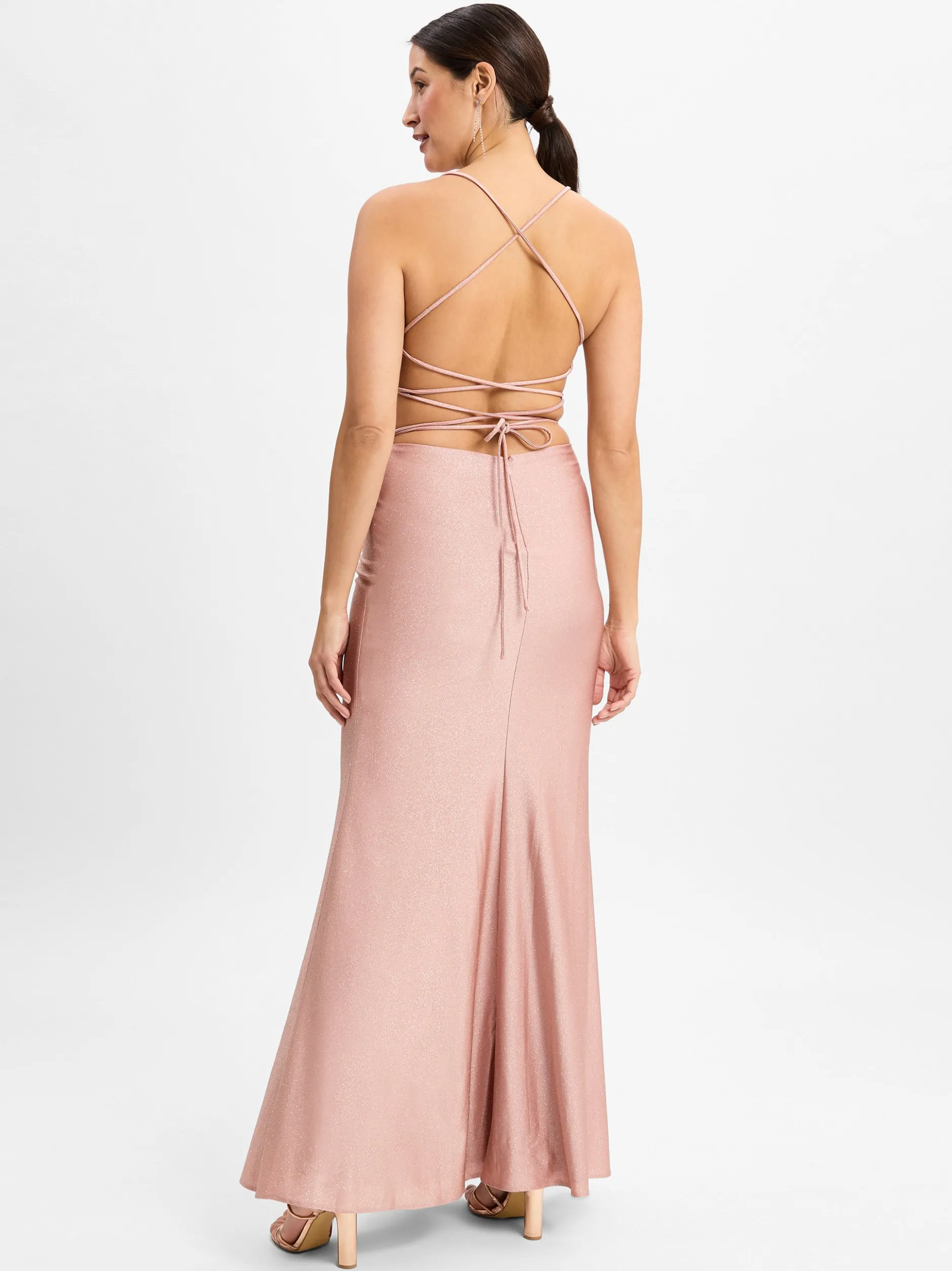 Unique Damen Abendkleid mit Stola in altrosa