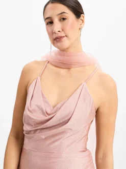 Unique Damen Abendkleid mit Stola in altrosa
