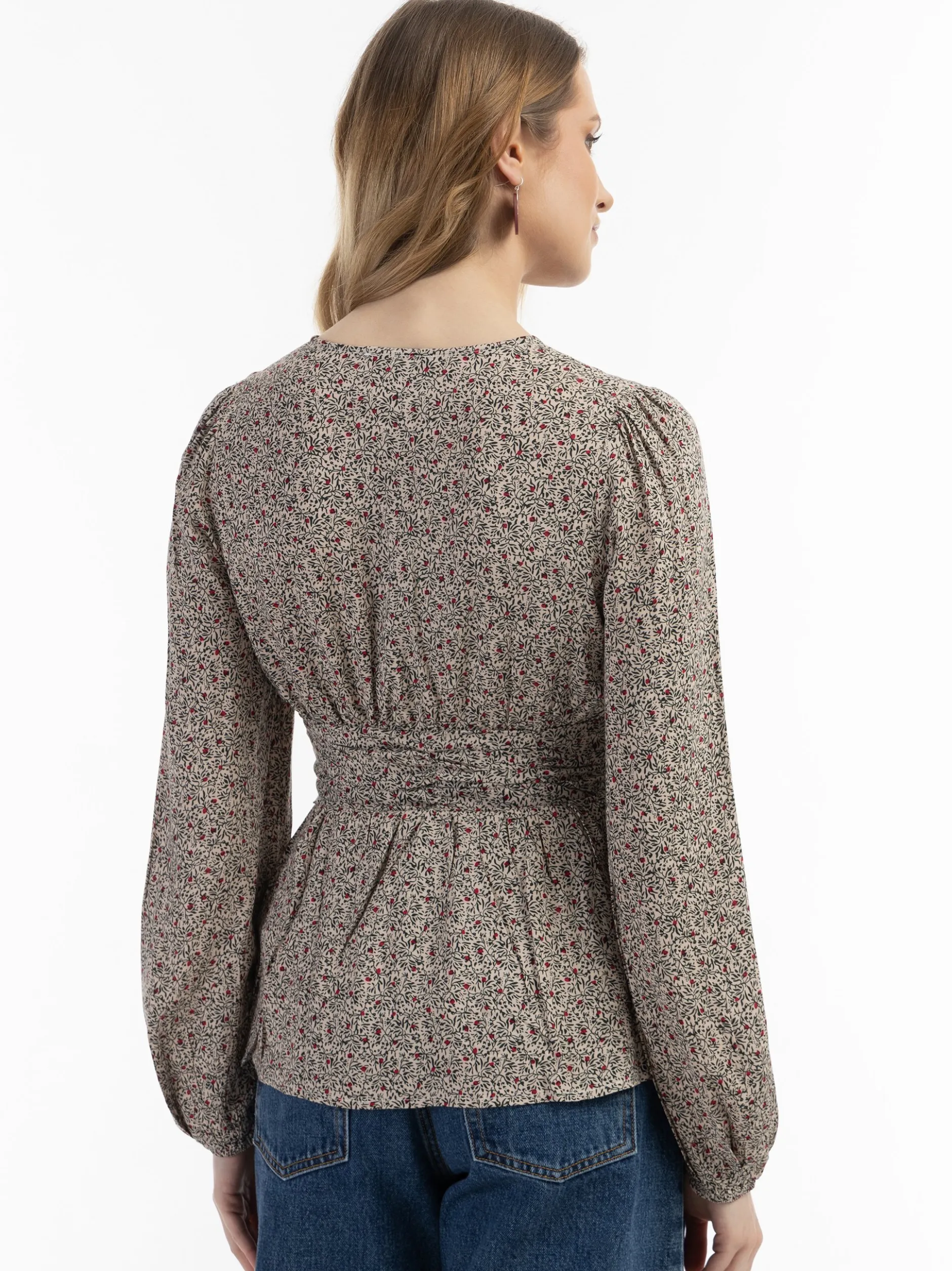 Usha Damen Bluse in beige - Ausschnitt: V-Ausschnitt