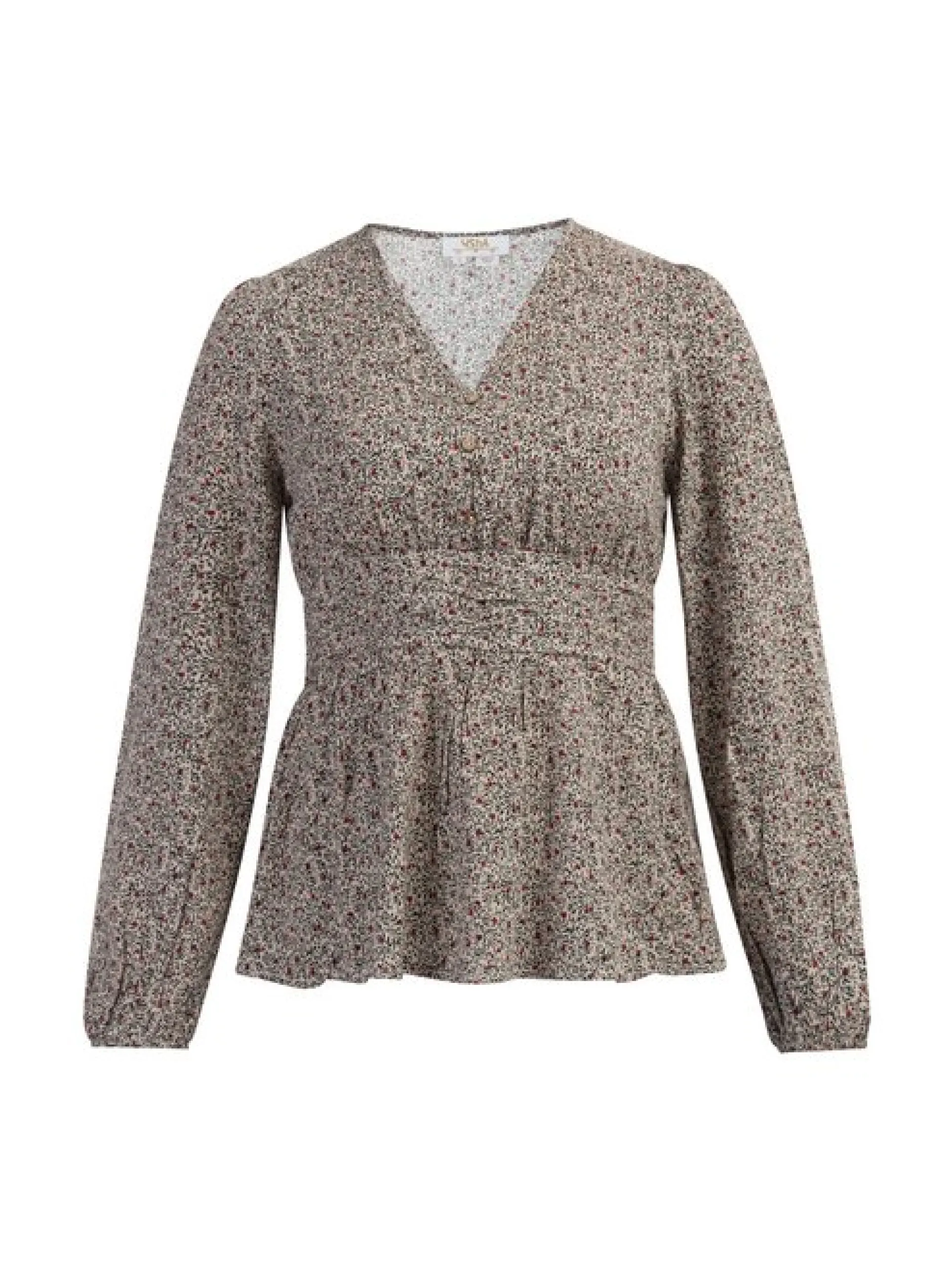 Usha Damen Bluse in beige - Ausschnitt: V-Ausschnitt