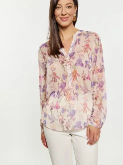 Usha Damen Bluse in beige - Ausschnitt: V-Ausschnitt