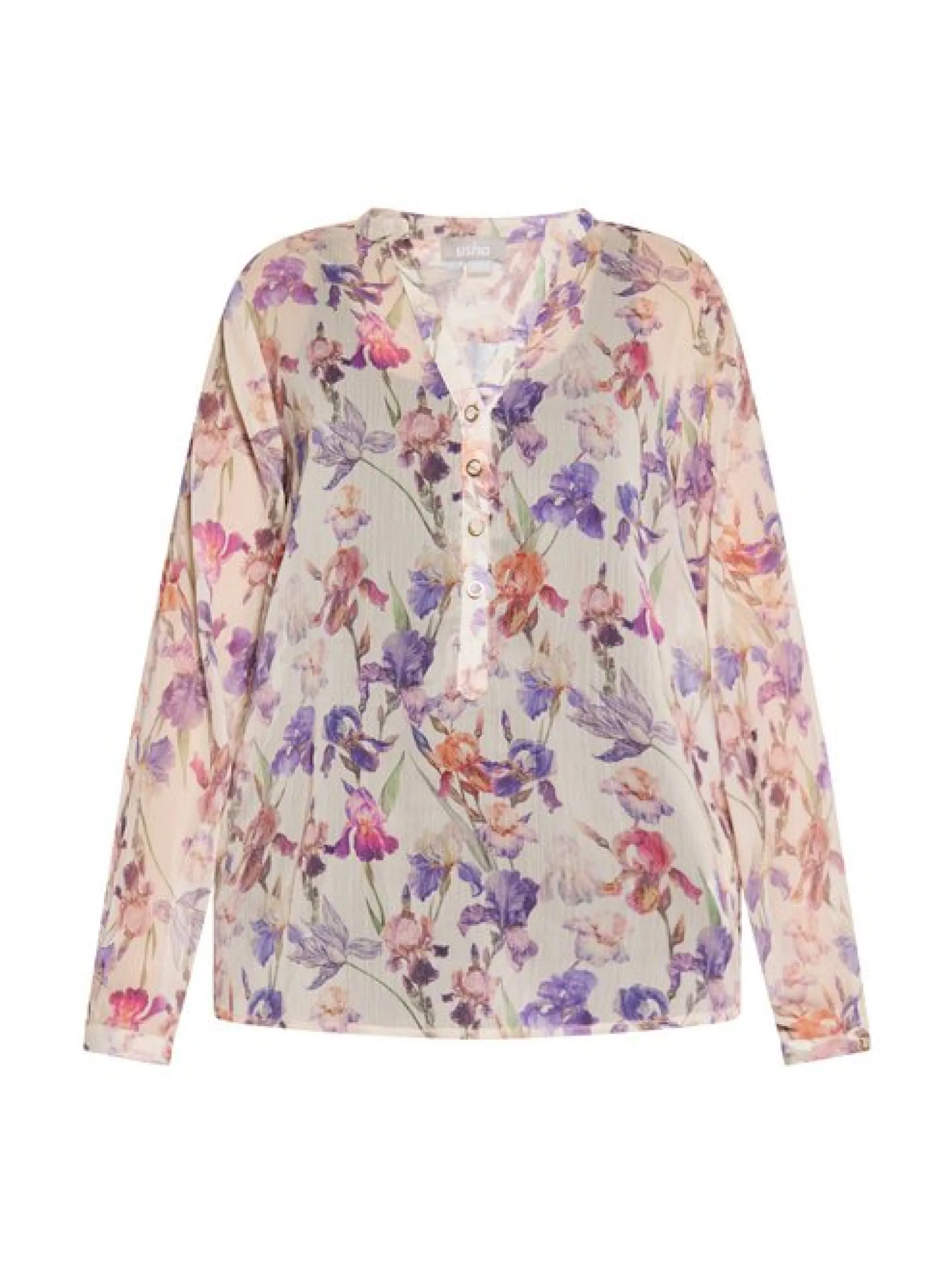 Usha Damen Bluse in beige - Ausschnitt: V-Ausschnitt