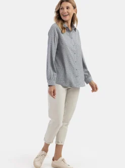 Usha Damen Bluse in blau - Ausschnitt: ohne Kragen