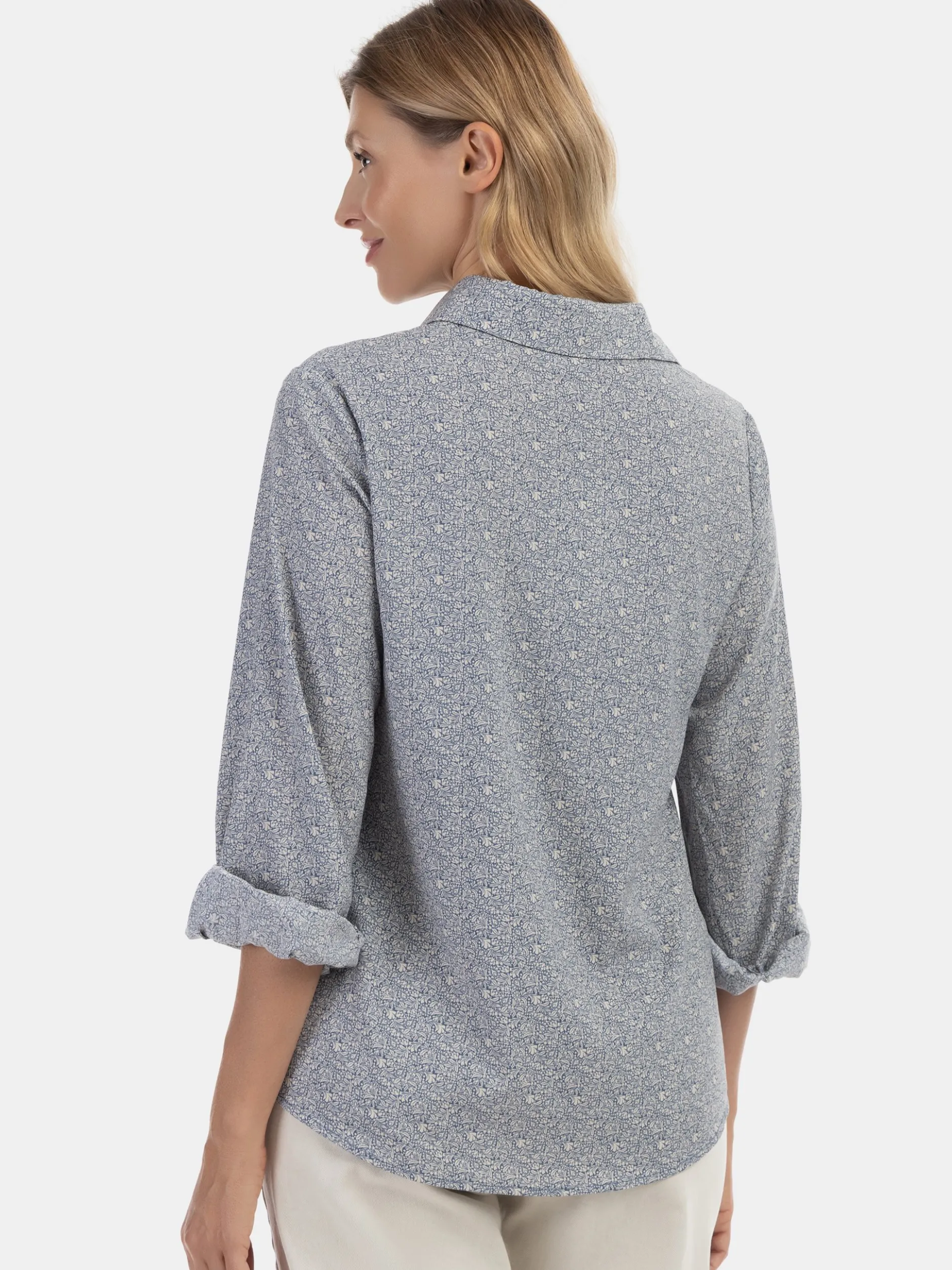 Usha Damen Bluse in blau - Ausschnitt: ohne Kragen